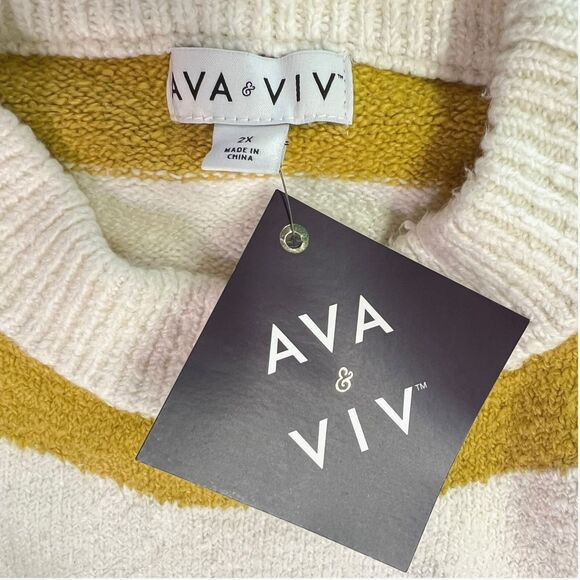 NWT Ava & Viv Sweater Women's Plus Size 2X Lime Swirl Knit Pullover Cozy New - Picture 4 of 14